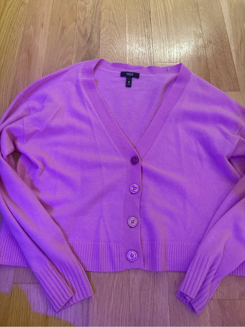 Aqua pink V-Neck Button Cardigan Cashmere Sweater